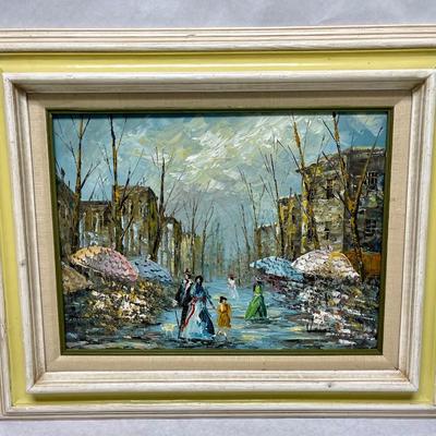 Velos Framed Oil Painting Cafe Street Scene Landscape Impressionism