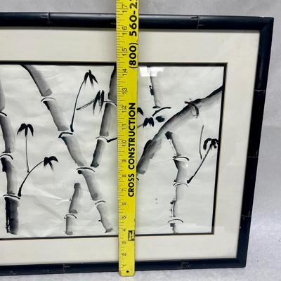 Vintage Framed Painting of Bamboo Signed