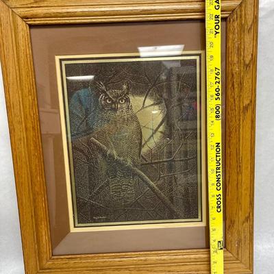 Great Horned Owl Print, Paul M Breeden Reproduction Framed 20" x 24"
