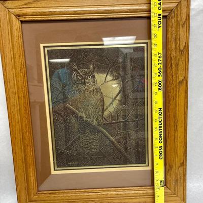 Great Horned Owl Print, Paul M Breeden Reproduction Framed 20" x 24"