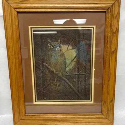 Great Horned Owl Print, Paul M Breeden Reproduction Framed 20" x 24"