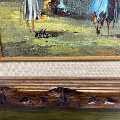 Vintage oil painting Parisian Street Scene Landscape Framed signed
