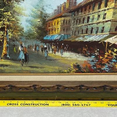 Vintage oil painting Parisian Street Scene Landscape Framed signed
