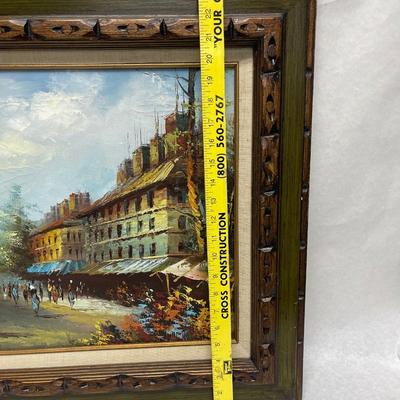 Vintage oil painting Parisian Street Scene Landscape Framed signed