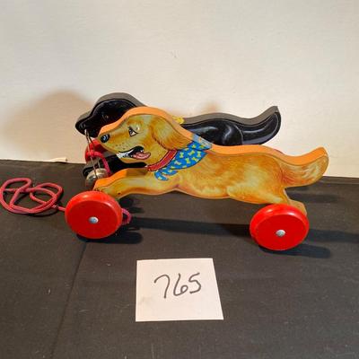 Vintage Schylling Wooden Dogs Pull Toy