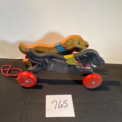 Vintage Schylling Wooden Dogs Pull Toy