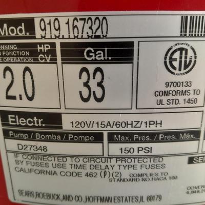 Craftsman 33-gallon 150 PSI Air compressor - Like new!