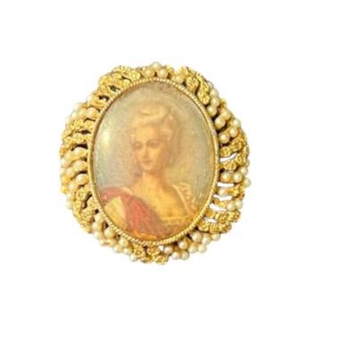 Karu Designer Jewelry Portrait Miniature Brooch
