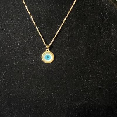 Gold Plated Greek Eye Necklace