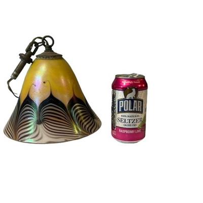 Quezal Style Pulled Feather Pendant Lamp