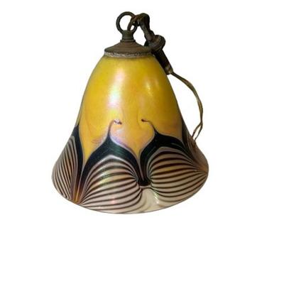 Quezal Style Pulled Feather Pendant Lamp