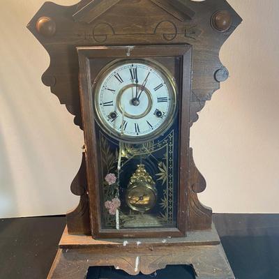 Antique Victorian Occidental Mirror Side Shelf Clock