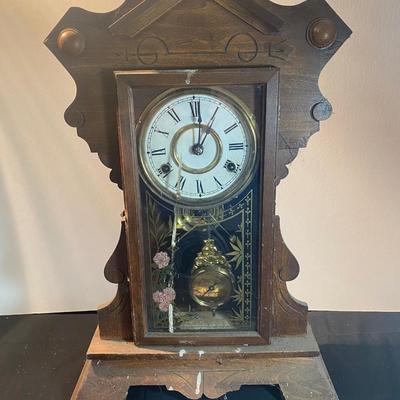 Antique Victorian Occidental Mirror Side Shelf Clock