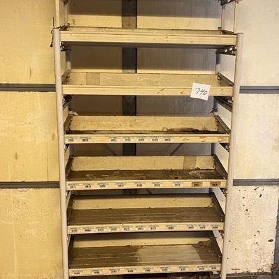 Vintage Metal Shelf on Wheels