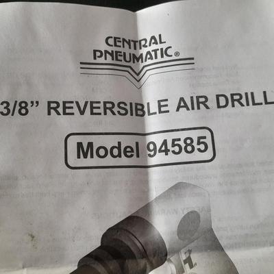like new - Central Pneumatic 3/8" Reversible air drill with instruction book