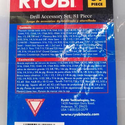 Ryobi 81-piece Drill Accessory set - appears complete - like new!