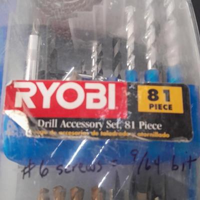 Ryobi 81-piece Drill Accessory set - appears complete - like new!
