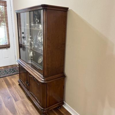 Mahogany Inlaid Sliding Glass Door China Cabinet ~ *Read Details