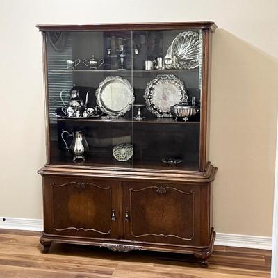 Mahogany Inlaid Sliding Glass Door China Cabinet ~ *Read Details