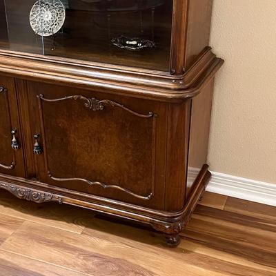 Mahogany Inlaid Sliding Glass Door China Cabinet ~ *Read Details