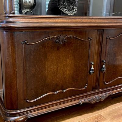 Mahogany Inlaid Sliding Glass Door China Cabinet ~ *Read Details