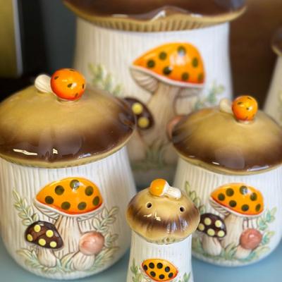 1978 Sears Mushroom Canister Set