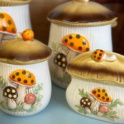 1978 Sears Mushroom Canister Set