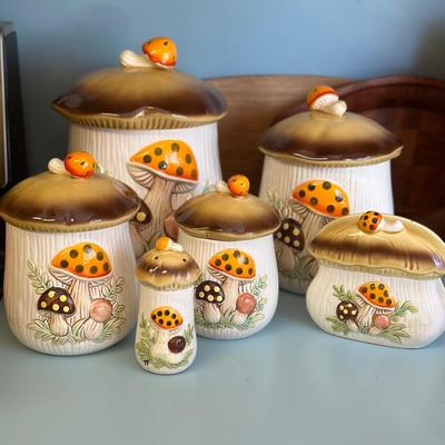 1978 Sears Mushroom Canister Set