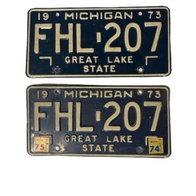 Matched Pair of 1973 Michigan License Plates
