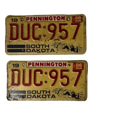 Matched Pair of 1986 South Dakota License Plates