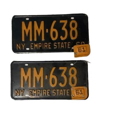 Matched Pair of 1961 New York License Plates