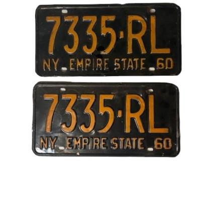 Matched Pair of 1960 New York License Plates