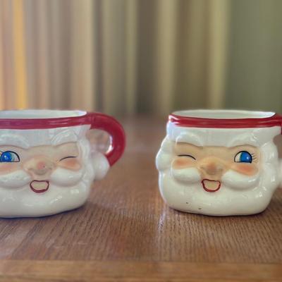 Vintage Holt Howard Winking Santa Mugs