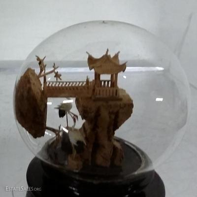 1960s Oriental Chinese Hand Carved Cork Diorama -Panda 