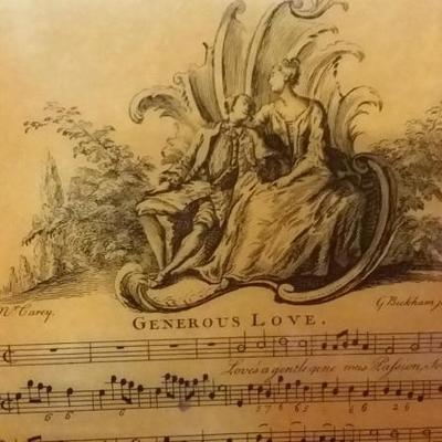 Vintage Mounted reprint of George Bickham Jr, Generous Love sheet music