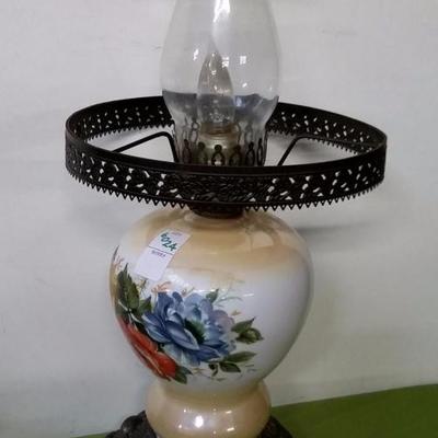Vintage Floral Globe Hurricane Lamp