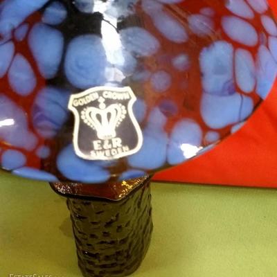 Ebeling and Reuss Sweden Hand Blown Golden Crown Art Glass Mushroom