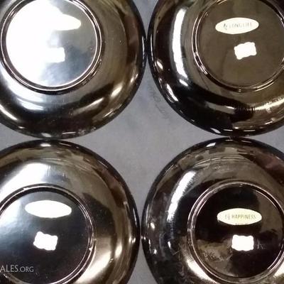 Lot of 4 Norleans Japan Lacquerware fortune plates