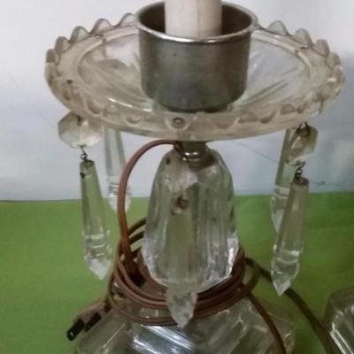 Two small vintage crystal Lamps / 10"