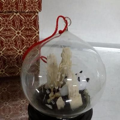 1960s Oriental Chinese Hand Carved Cork Diorama -Panda 