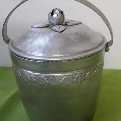 WORLD Family Hand Wrought Hammered Ornate Insulated Ice Cooler Bucket with Tongs