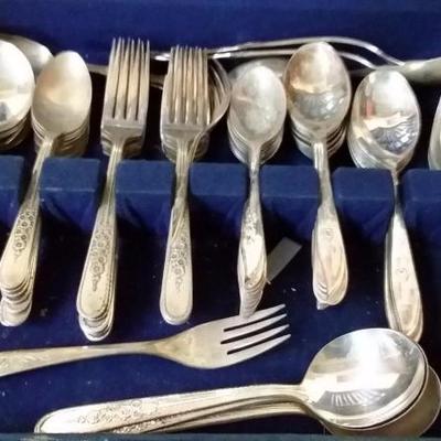 Vintage Silver plate Silverware in lined chest