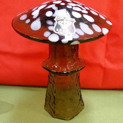 Ebeling and Reuss Sweden Hand Blown Golden Crown Art Glass Mushroom