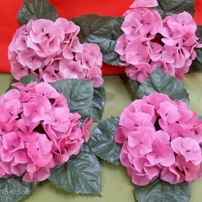Lot of 4 1950s Pink plastic hydrangea flower Taper Candle Rings
