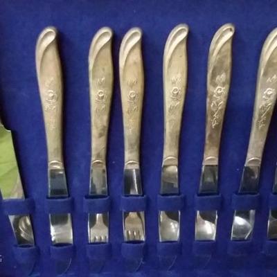 Vintage Silver plate Silverware in lined chest