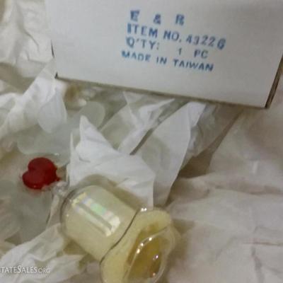 1970s Ebeling and Reuss hanging Crystal Bells with angels and red heart