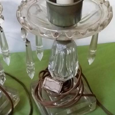 Two small vintage crystal Lamps / 10"