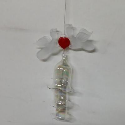 1970s Ebeling and Reuss hanging Crystal Bells with angels and red heart