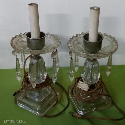Two small vintage crystal Lamps / 10"