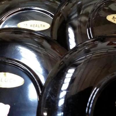 Lot of 4 Norleans Japan Lacquerware fortune plates